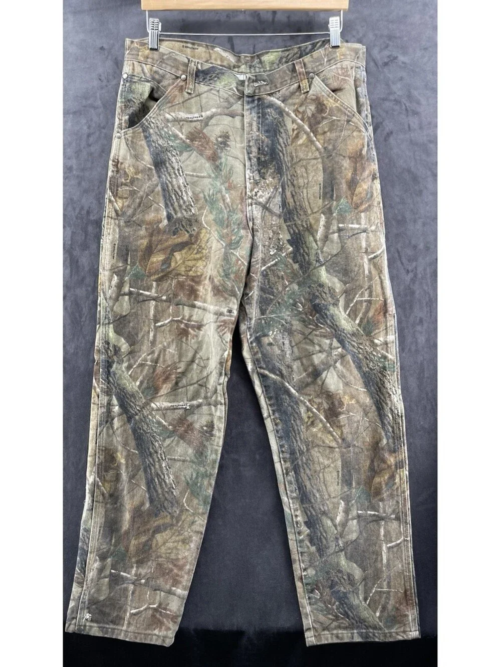 VTG Wrangler Pro Gear Realtree Camo Carpenter Pants Men 38x32 Hunting USA